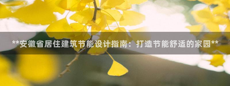 e尊国际官网·网址：**安徽省居住建筑节能设计指南：打造节能舒适的家园**